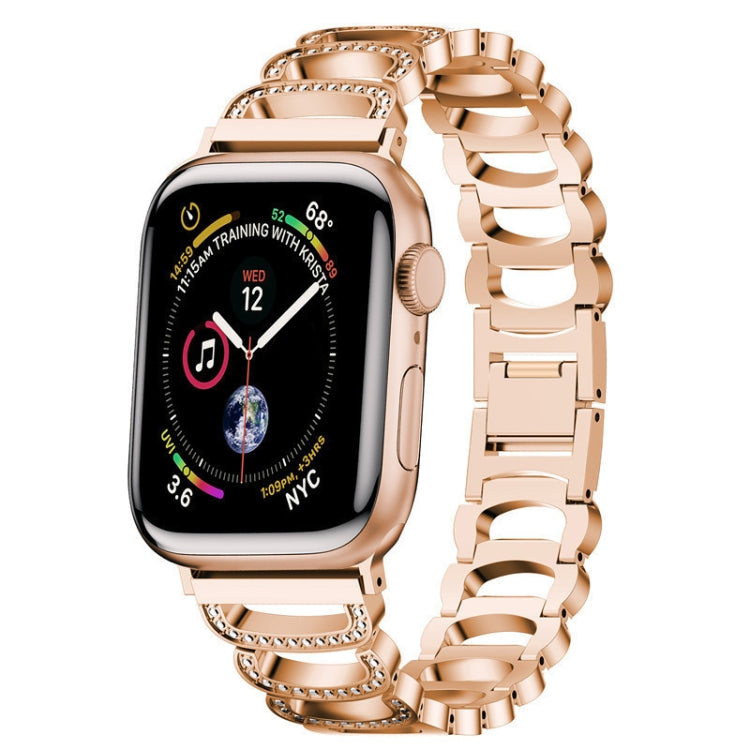 C-type Diamond Steel Watch Band For Apple Watch Ultra 49mm&Watch Ultra 2 49mm / Series 9&8&7 45mm / SE 3&SE 2&6&SE&5&4 44mm / 3&2&1 42mm(Rose Gold) by bashfashion