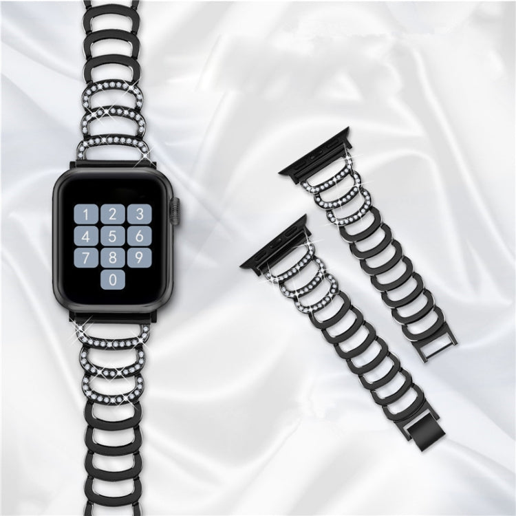 C-type Diamond Steel Watch Band For Apple Watch Ultra 49mm&Watch Ultra 2 49mm / Series 9&8&7 45mm / SE 3&SE 2&6&SE&5&4 44mm / 3&2&1 42mm(Rose Gold) by bashfashion