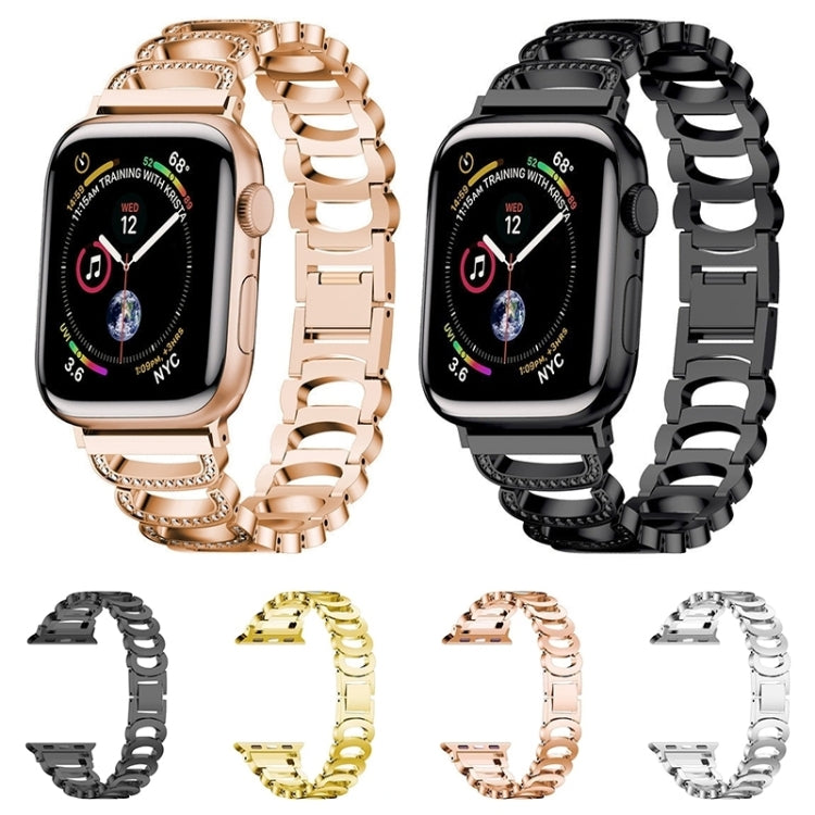 C-type Diamond Steel Watch Band For Apple Watch Ultra 49mm&Watch Ultra 2 49mm / Series 9&8&7 45mm / SE 3&SE 2&6&SE&5&4 44mm / 3&2&1 42mm(Gold) by bashfashion