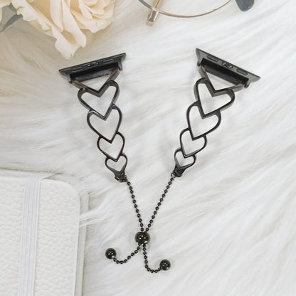 Heart Metal Watch Band For Apple Watch Series 9&8&7 41mm / SE 3&SE 2&6&SE&5&4 40mm / 3&2&1 38mm(Black) by bashfashion