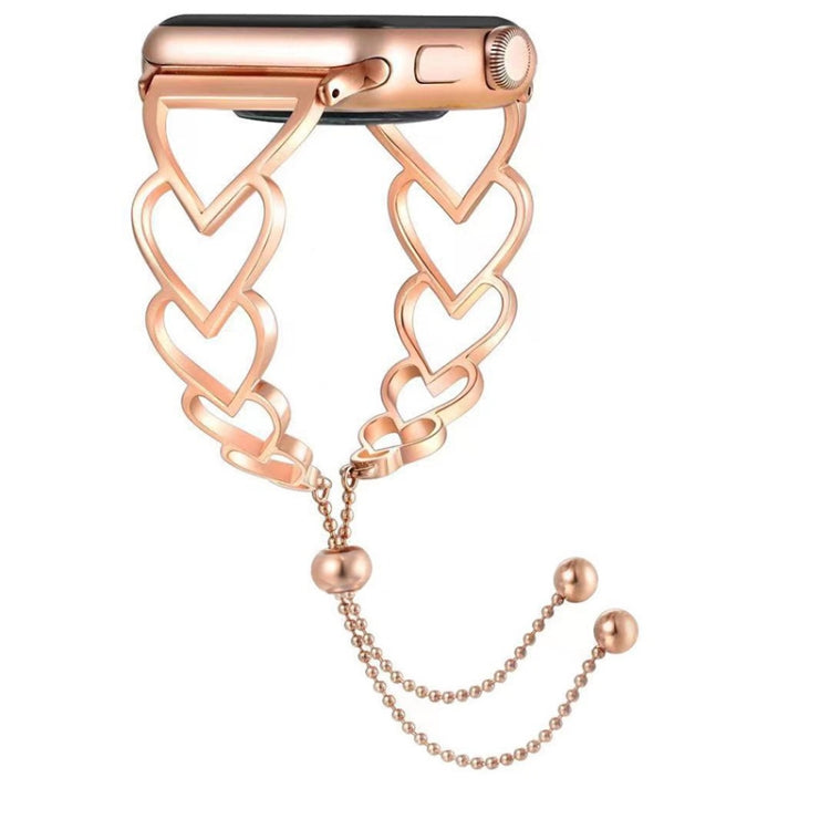 Heart Metal Watch Band For Apple Watch Series 9&8&7 41mm / SE 3&SE 2&6&SE&5&4 40mm / 3&2&1 38mm(Rose Gold) by bashfashion