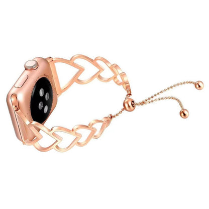 Heart Metal Watch Band For Apple Watch Series 9&8&7 41mm / SE 3&SE 2&6&SE&5&4 40mm / 3&2&1 38mm(Black) by bashfashion