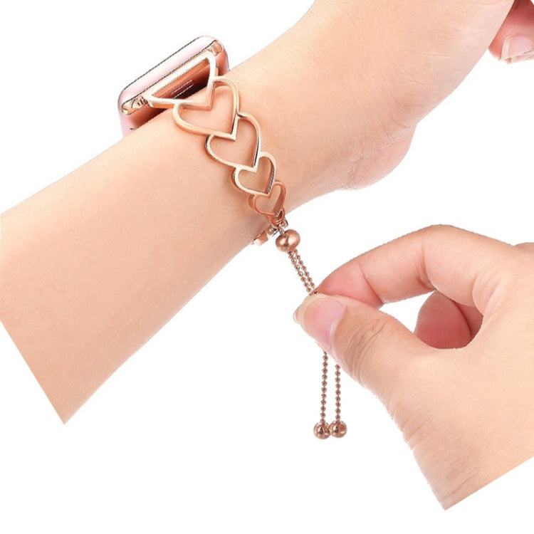 Heart Metal Watch Band For Apple Watch Series 9&8&7 41mm / SE 3&SE 2&6&SE&5&4 40mm / 3&2&1 38mm(Black) by bashfashion