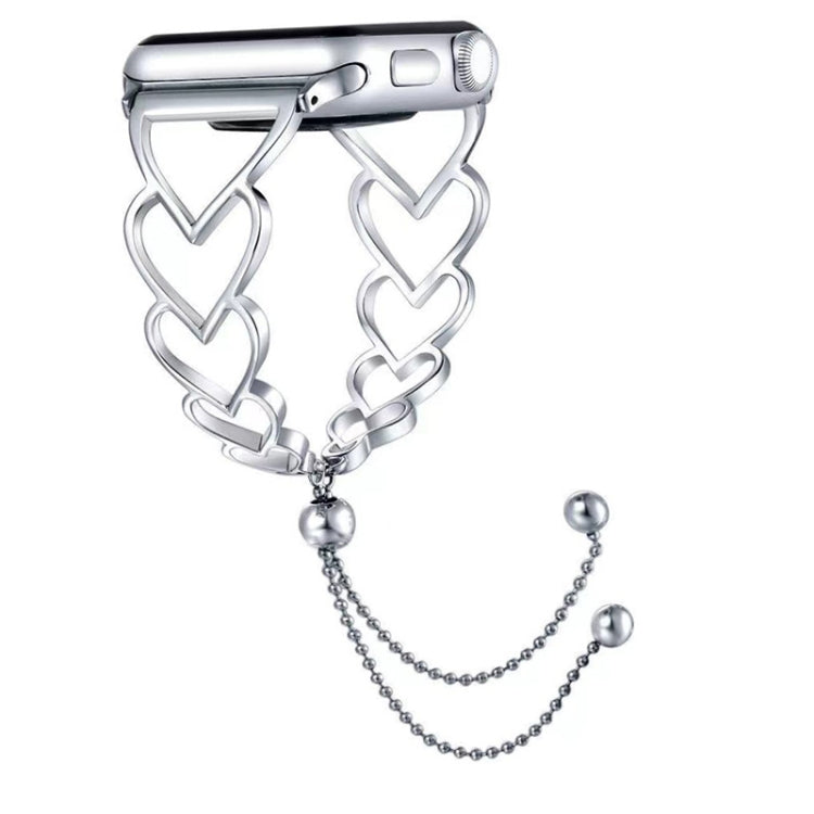 Heart Metal Watch Band For Apple Watch Ultra 49mm&Watch Ultra 2 49mm / Series 9&8&7 45mm / SE 3&SE 2&6&SE&5&4 44mm / 3&2&1 42mm(Silver) by bashfashion