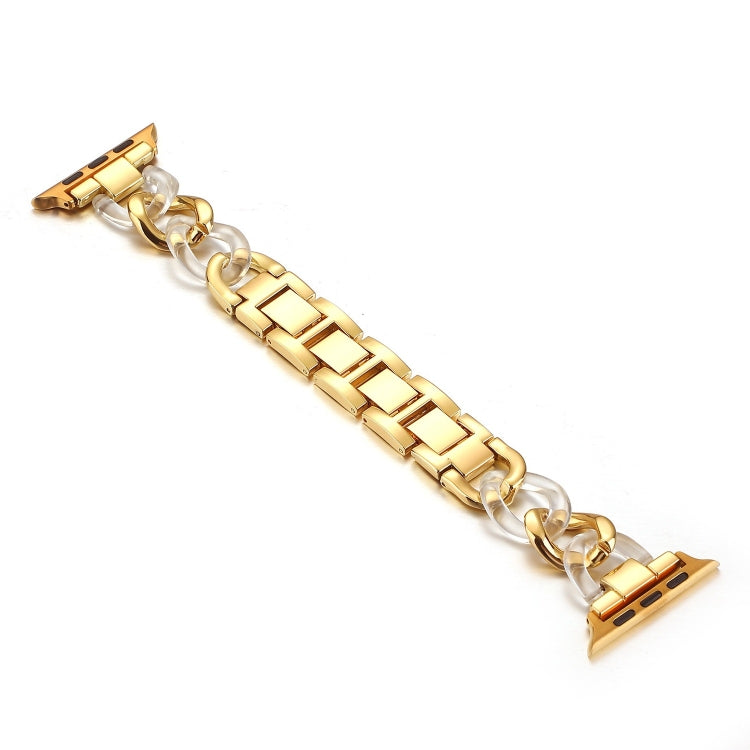 Cowboy Chain + Resin Metal Watch Band For Apple Watch Ultra 49mm&Watch Ultra 2 49mm / Series 9&8&7 45mm / SE 3&SE 2&6&SE&5&4 44mm / 3&2&1 42mm(Gold+Transparent) by bashfashion