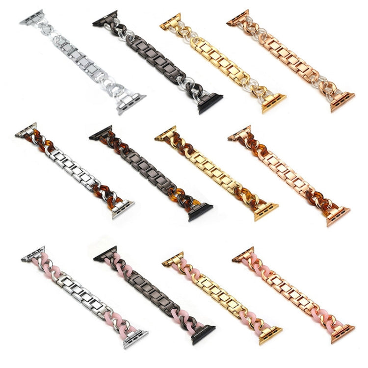 Cowboy Chain + Resin Metal Watch Band For Apple Watch Ultra 49mm&Watch Ultra 2 49mm / Series 9&8&7 45mm / SE 3&SE 2&6&SE&5&4 44mm / 3&2&1 42mm(Black+Transparent) by bashfashion