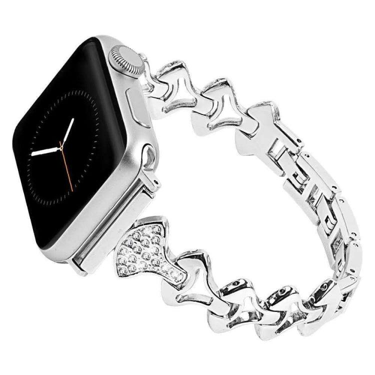 Sector Shape Diamond Metal Watch Band For Apple Watch Series 9&8&7 41mm / SE 3&SE 2&6&SE&5&4 40mm / 3&2&1 38mm(Silver) by bashfashion