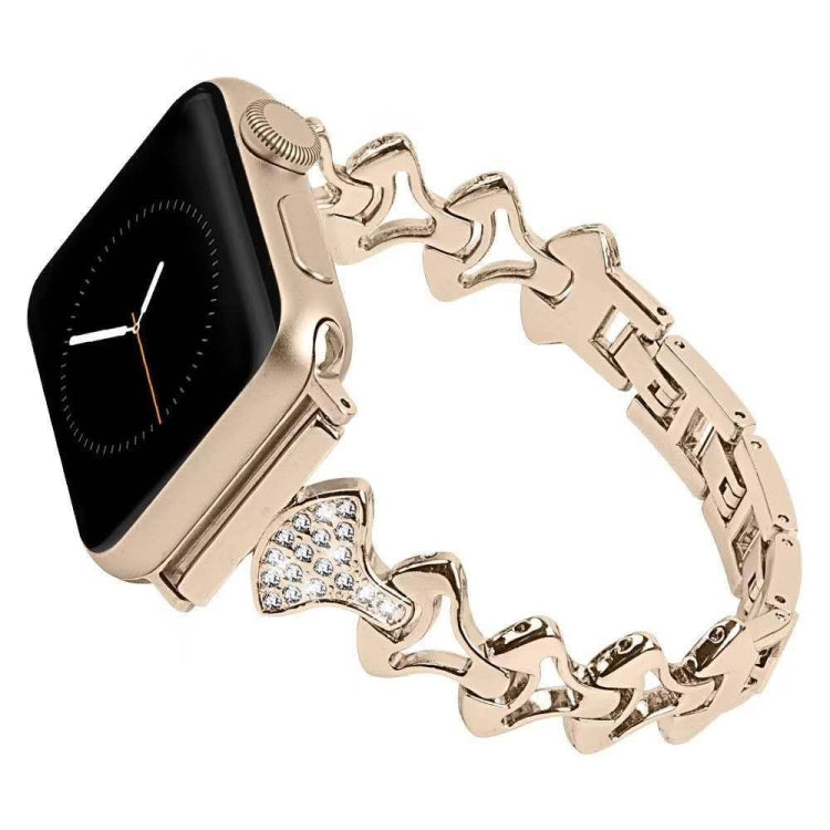 Sector Shape Diamond Metal Watch Band For Apple Watch Ultra 49mm&Watch Ultra 2 49mm / Series 9&8&7 45mm / SE 3&SE 2&6&SE&5&4 44mm / 3&2&1 42mm(Gold) by bashfashion