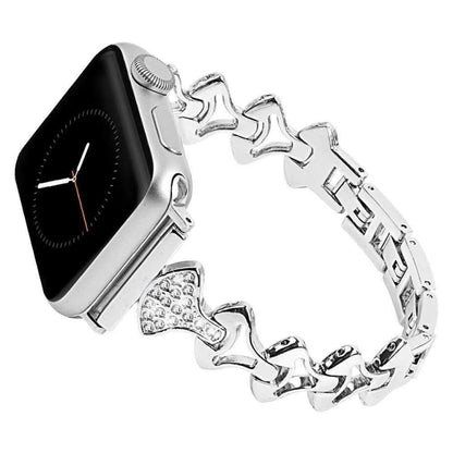 Sector Shape Diamond Metal Watch Band For Apple Watch Ultra 49mm&Watch Ultra 2 49mm / Series 9&8&7 45mm / SE 3&SE 2&6&SE&5&4 44mm / 3&2&1 42mm(Silver) by bashfashion