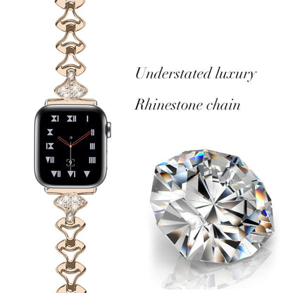 Sector Shape Diamond Metal Watch Band For Apple Watch Ultra 49mm&Watch Ultra 2 49mm / Series 9&8&7 45mm / SE 3&SE 2&6&SE&5&4 44mm / 3&2&1 42mm(Black) by bashfashion