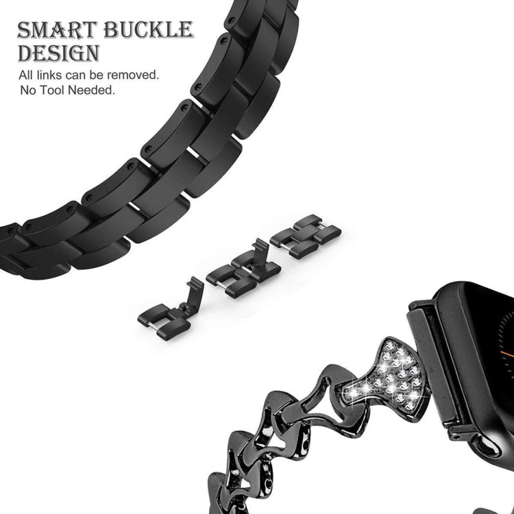 Sector Shape Diamond Metal Watch Band For Apple Watch Ultra 49mm&Watch Ultra 2 49mm / Series 9&8&7 45mm / SE 3&SE 2&6&SE&5&4 44mm / 3&2&1 42mm(Rose Gold) by bashfashion