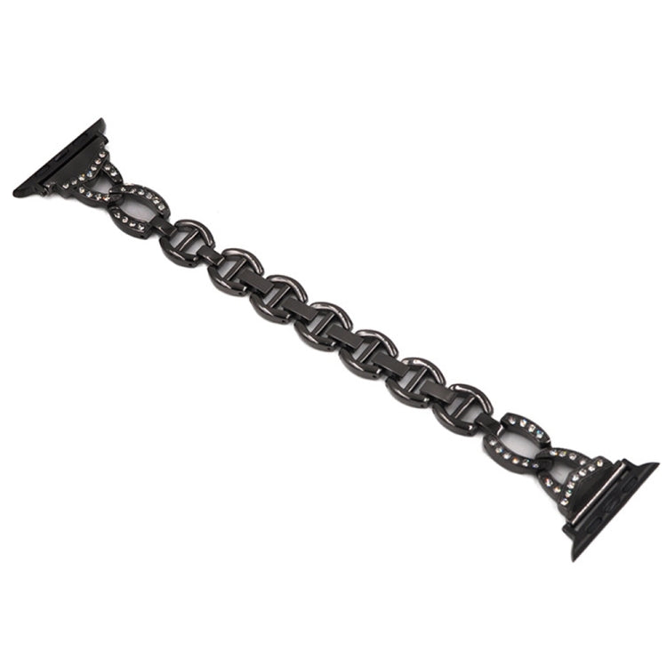 Diamond Stainless Steel Watch Band For Apple Watch Series 9&8&7 41mm / SE 3&SE 2&6&SE&5&4 40mm / 3&2&1 38mm(Black) by bashfashion