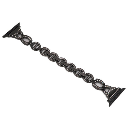 Diamond Stainless Steel Watch Band For Apple Watch Series 9&8&7 41mm / SE 3&SE 2&6&SE&5&4 40mm / 3&2&1 38mm(Black) by bashfashion