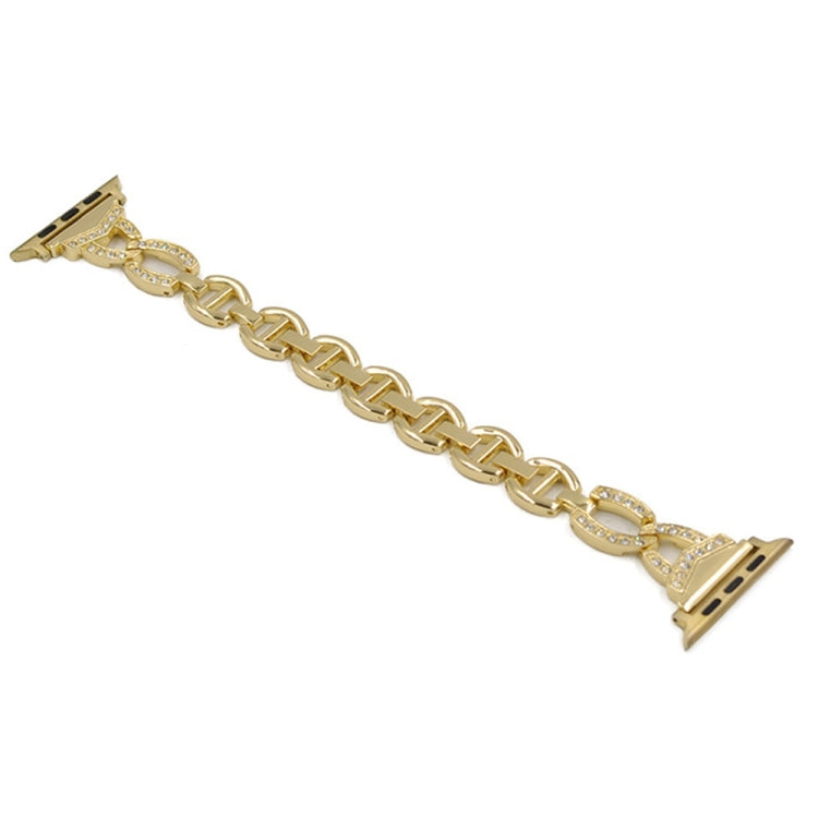 Diamond Stainless Steel Watch Band For Apple Watch Series 9&8&7 41mm / SE 3&SE 2&6&SE&5&4 40mm / 3&2&1 38mm(Gold) by bashfashion