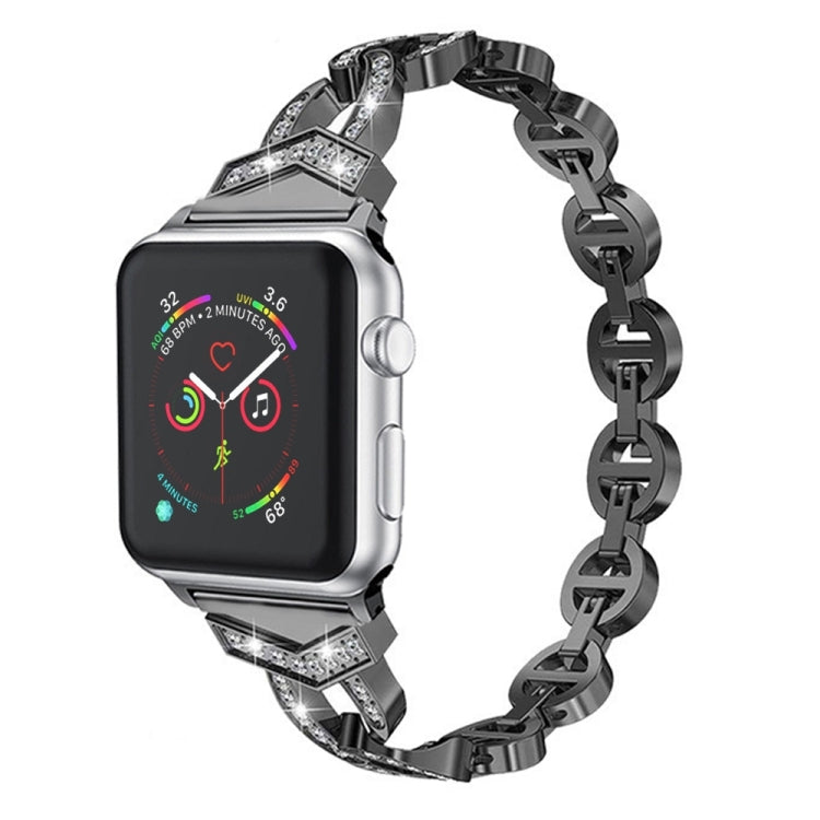 Diamond Stainless Steel Watch Band For Apple Watch Ultra 49mm&Watch Ultra 2 49mm / Series 9&8&7 45mm / SE 3&SE 2&6&SE&5&4 44mm / 3&2&1 42mm(Black) by bashfashion