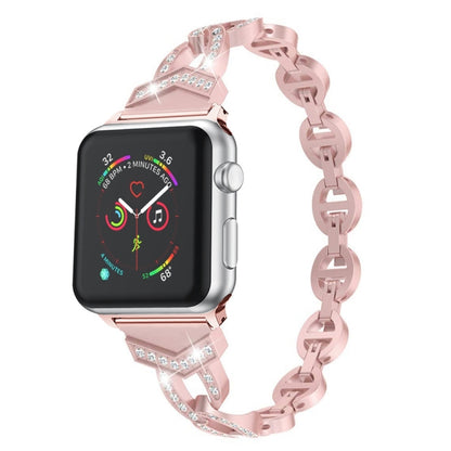 Diamond Stainless Steel Watch Band For Apple Watch Ultra 49mm&Watch Ultra 2 49mm / Series 9&8&7 45mm / SE 3&SE 2&6&SE&5&4 44mm / 3&2&1 42mm(Rose Gold) by bashfashion