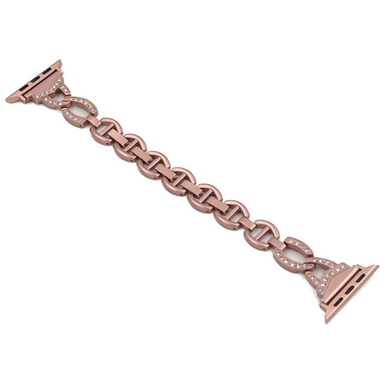 Diamond Stainless Steel Watch Band For Apple Watch Ultra 49mm&Watch Ultra 2 49mm / Series 9&8&7 45mm / SE 3&SE 2&6&SE&5&4 44mm / 3&2&1 42mm(Rose Gold) by bashfashion