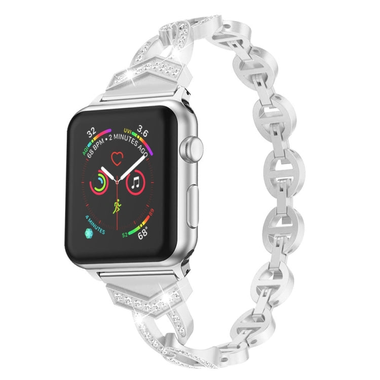 Diamond Stainless Steel Watch Band For Apple Watch Ultra 49mm&Watch Ultra 2 49mm / Series 9&8&7 45mm / SE 3&SE 2&6&SE&5&4 44mm / 3&2&1 42mm(Silver) by bashfashion
