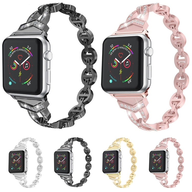 Diamond Stainless Steel Watch Band For Apple Watch Ultra 49mm&Watch Ultra 2 49mm / Series 9&8&7 45mm / SE 3&SE 2&6&SE&5&4 44mm / 3&2&1 42mm(Silver) by bashfashion