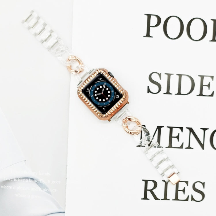 Transparent Cowboy Chain Watch Band For Apple Watch Series 9&8&7 41mm / SE 3&SE 2&6&SE&5&4 40mm / 3&2&1 38mm(Rose Gold) by bashfashion