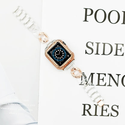 Transparent Cowboy Chain Watch Band For Apple Watch Series 9&8&7 41mm / SE 3&SE 2&6&SE&5&4 40mm / 3&2&1 38mm(Rose Gold) by bashfashion