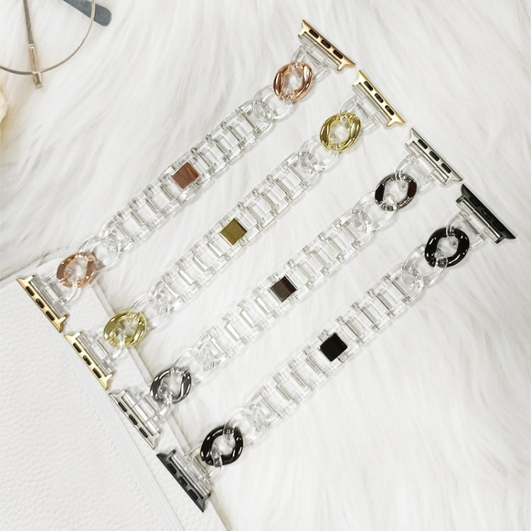 Transparent Cowboy Chain Watch Band For Apple Watch Series 9&8&7 41mm / SE 3&SE 2&6&SE&5&4 40mm / 3&2&1 38mm(Gold) by bashfashion