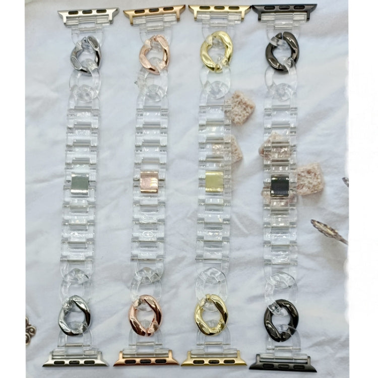 Transparent Cowboy Chain Watch Band For Apple Watch Series 9&8&7 41mm / SE 3&SE 2&6&SE&5&4 40mm / 3&2&1 38mm(Gold) by bashfashion