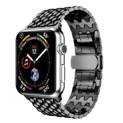 Dragon-scale Texture Metal Watch Band For Apple Watch Series 9&8&7 41mm / SE 3&SE 2&6&SE&5&4 40mm / 3&2&1 38mm(Black) by bashfashion