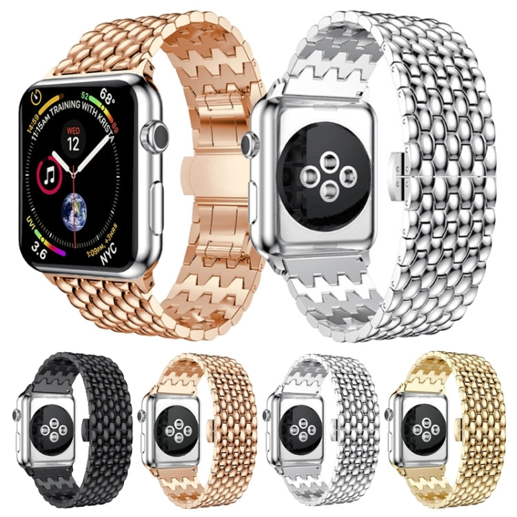 Dragon-scale Texture Metal Watch Band For Apple Watch Series 9&8&7 41mm / SE 3&SE 2&6&SE&5&4 40mm / 3&2&1 38mm(Gold) by bashfashion