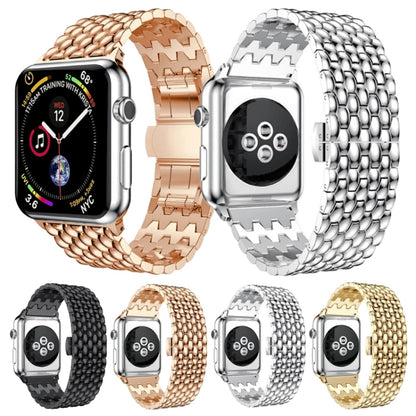 Dragon-scale Texture Metal Watch Band For Apple Watch Series 9&8&7 41mm / SE 3&SE 2&6&SE&5&4 40mm / 3&2&1 38mm(Gold) by bashfashion