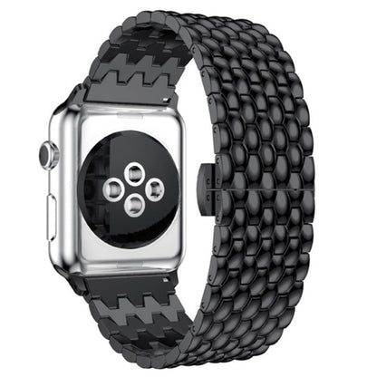 Dragon-scale Texture Metal Watch Band For Apple Watch Ultra 49mm&Watch Ultra 2 49mm / Series 9&8&7 45mm / SE 3&SE 2&6&SE&5&4 44mm / 3&2&1 42mm(Black) by bashfashion