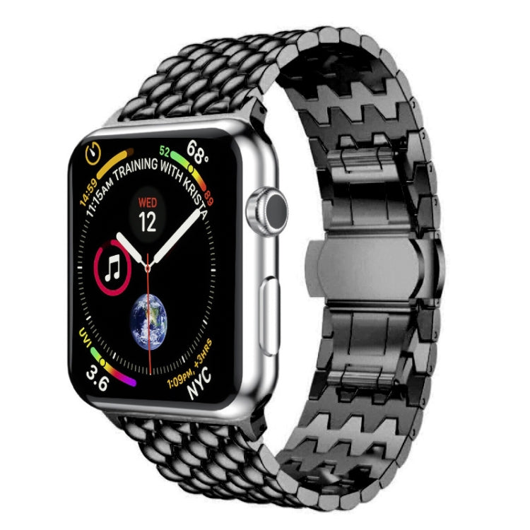Dragon-scale Texture Metal Watch Band For Apple Watch Ultra 49mm&Watch Ultra 2 49mm / Series 9&8&7 45mm / SE 3&SE 2&6&SE&5&4 44mm / 3&2&1 42mm(Black) by bashfashion