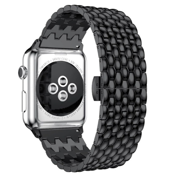 Dragon-scale Texture Metal Watch Band For Apple Watch Ultra 49mm&Watch Ultra 2 49mm / Series 9&8&7 45mm / SE 3&SE 2&6&SE&5&4 44mm / 3&2&1 42mm(Black) by bashfashion
