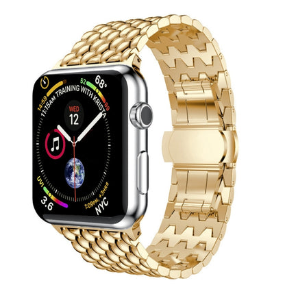 Dragon-scale Texture Metal Watch Band For Apple Watch Ultra 49mm&Watch Ultra 2 49mm / Series 9&8&7 45mm / SE 3&SE 2&6&SE&5&4 44mm / 3&2&1 42mm(Gold) by bashfashion