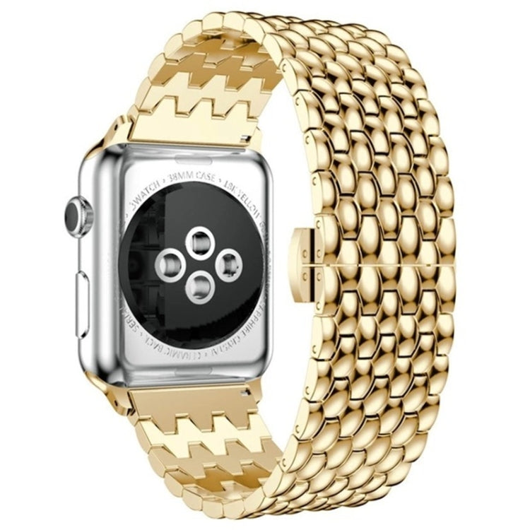 Dragon-scale Texture Metal Watch Band For Apple Watch Ultra 49mm&Watch Ultra 2 49mm / Series 9&8&7 45mm / SE 3&SE 2&6&SE&5&4 44mm / 3&2&1 42mm(Gold) by bashfashion