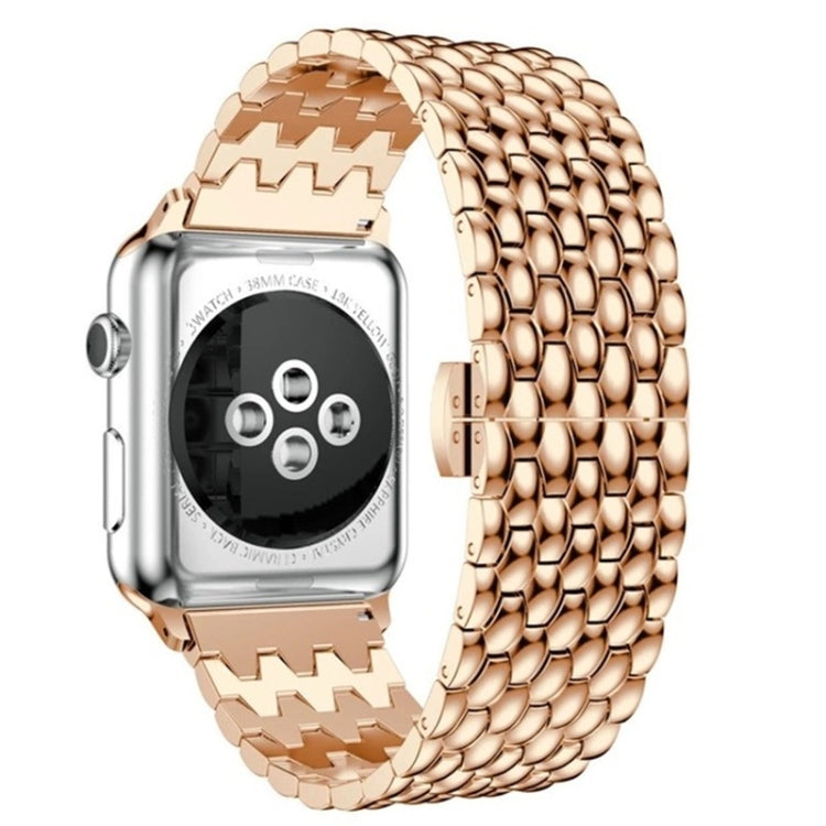 Dragon-scale Texture Metal Watch Band For Apple Watch Ultra 49mm&Watch Ultra 2 49mm / Series 9&8&7 45mm / SE 3&SE 2&6&SE&5&4 44mm / 3&2&1 42mm(Rose Gold) by bashfashion