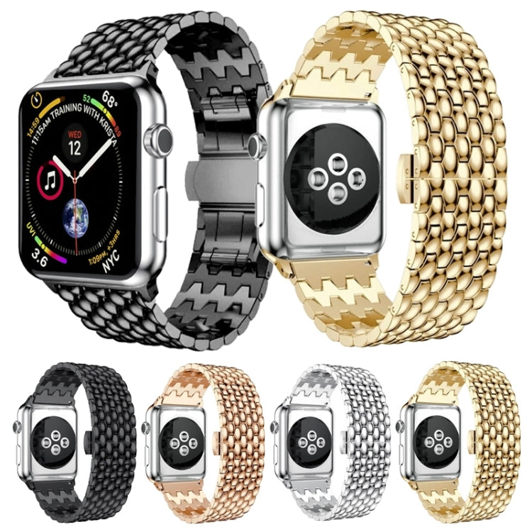 Dragon-scale Texture Metal Watch Band For Apple Watch Ultra 49mm&Watch Ultra 2 49mm / Series 9&8&7 45mm / SE 3&SE 2&6&SE&5&4 44mm / 3&2&1 42mm(Black) by bashfashion