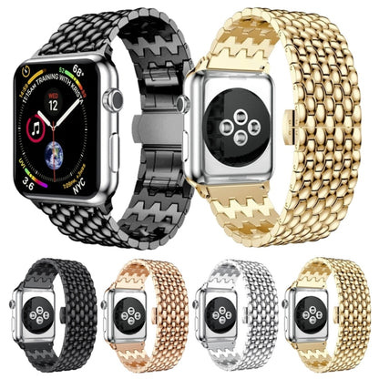 Dragon-scale Texture Metal Watch Band For Apple Watch Ultra 49mm&Watch Ultra 2 49mm / Series 9&8&7 45mm / SE 3&SE 2&6&SE&5&4 44mm / 3&2&1 42mm(Black) by bashfashion