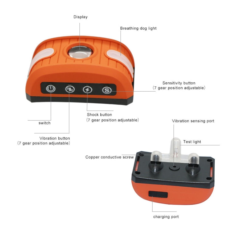RC-302B Pet Bark Stopper Electric Shock Dog Training Collar Anti-interference Stop Calling Device(Orange) by bashfashion