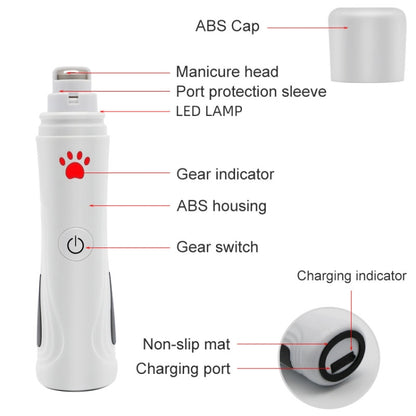 RC-306 Animal Nail Grinder USB Automatic Manicure(White) by bashfashion