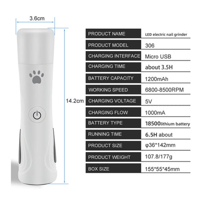 RC-306 Animal Nail Grinder USB Automatic Manicure(White) by bashfashion