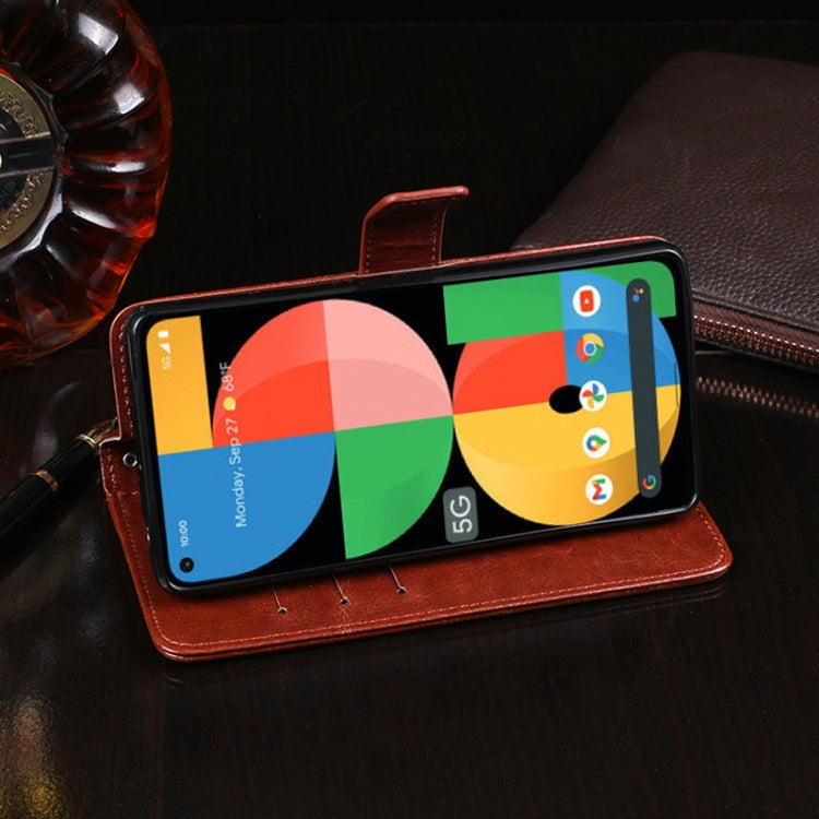 For Google Pixel 5a 5G idewei Crazy Horse Texture Horizontal Flip Leather Case with Holder & Card Slots & Wallet(Brown) by idewei
