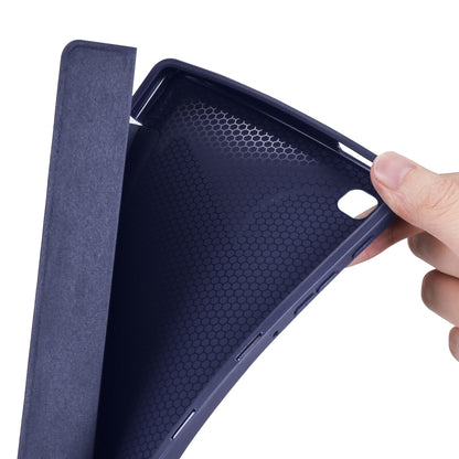 For Samsung Galaxy Tab A7 Lite T225 3-folding Horizontal Flip Honeycomb TPU Shockproof + PU Leather Case with Holder(Dark Blue) by bashfashion