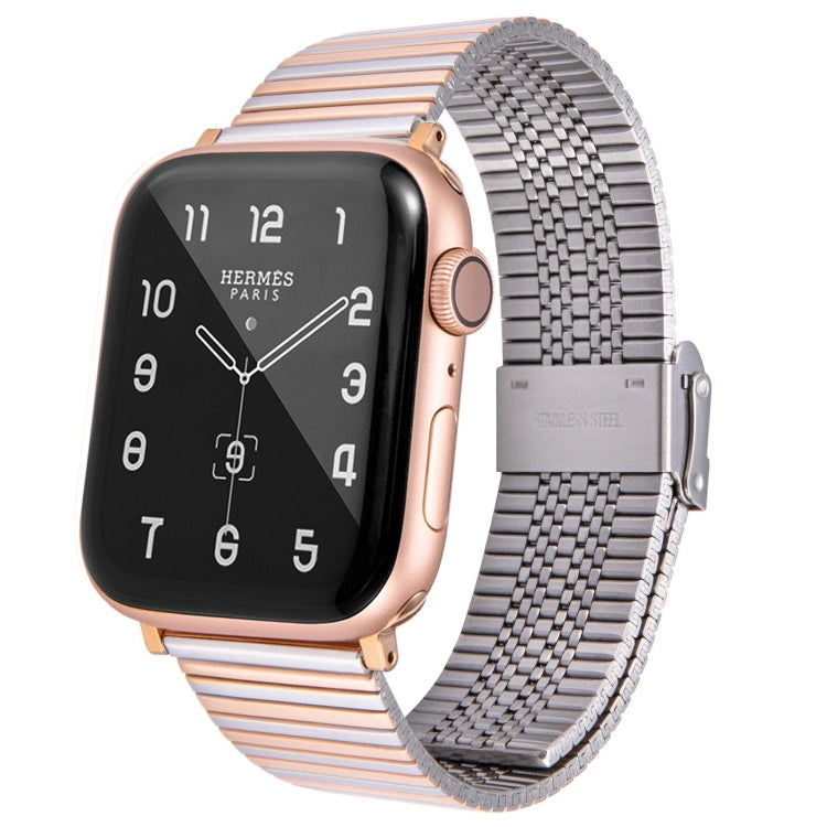 Multi-baht Steel Watch Band For Apple Watch Series 9&8&7 41mm / SE 3&SE 2&6&SE&5&4 40mm / 3&2&1 38mm(Silver Between Rose Gold) by bashfashion