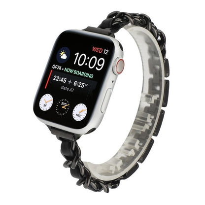 Single Row Metal Watch Band For Apple Watch Series 9&8&7 41mm / SE 3&SE 2&6&SE&5&4 40mm / 3&2&1 38mm(Black) by bashfashion