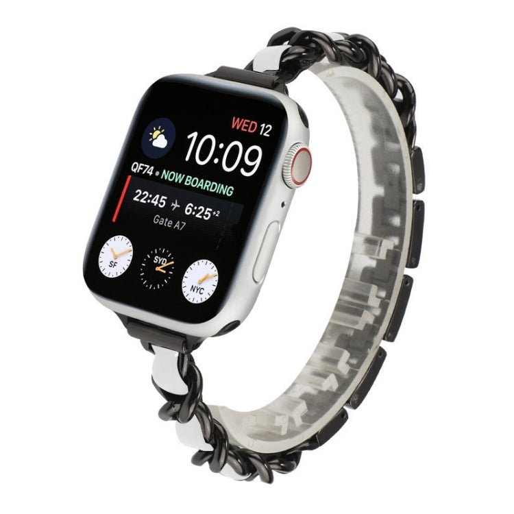 Single Row Metal Watch Band For Apple Watch Series 9&8&7 41mm / SE 3&SE 2&6&SE&5&4 40mm / 3&2&1 38mm(Black White) by bashfashion