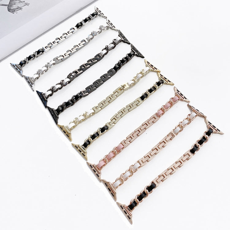 Single Row Metal Watch Band For Apple Watch Series 9&8&7 41mm / SE 3&SE 2&6&SE&5&4 40mm / 3&2&1 38mm(Silver White) by bashfashion