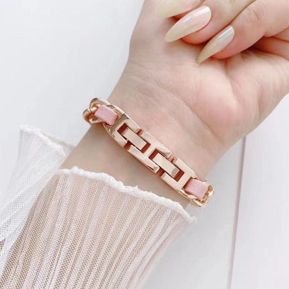 Single Row Metal Watch Band For Apple Watch Series 9&8&7 41mm / SE 3&SE 2&6&SE&5&4 40mm / 3&2&1 38mm(Rose Gold Pink) by bashfashion