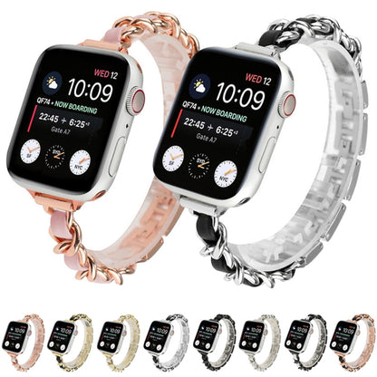 Single Row Metal Watch Band For Apple Watch Series 9&8&7 41mm / SE 3&SE 2&6&SE&5&4 40mm / 3&2&1 38mm(Gold Black) by bashfashion