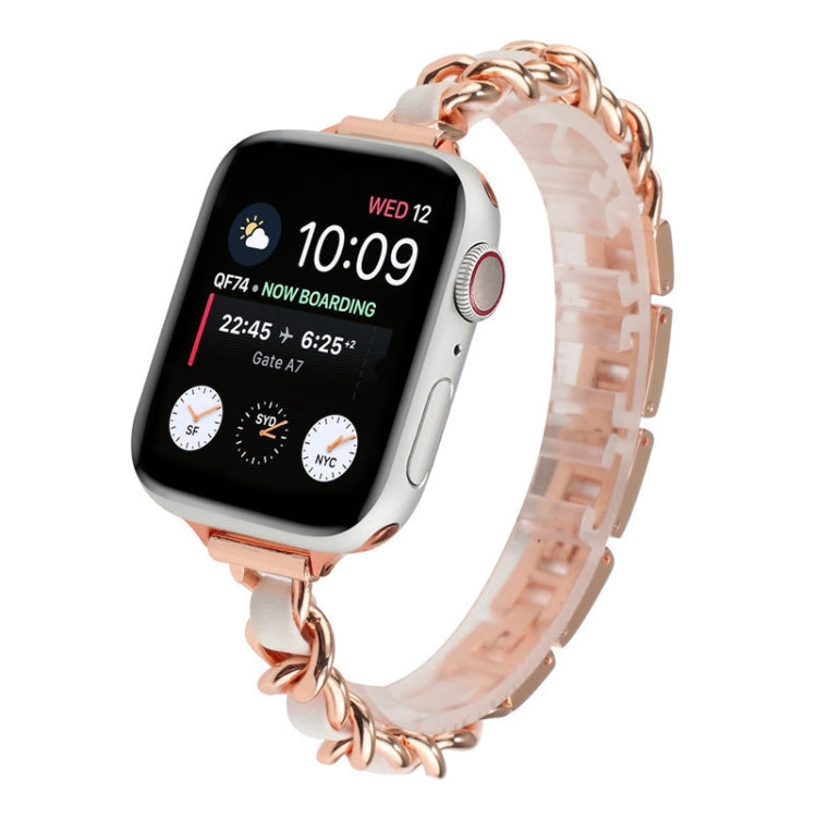 Single Row Metal Watch Band For Apple Watch Ultra 49mm&Watch Ultra 2 49mm / Series 9&8&7 45mm / SE 3&SE 2&6&SE&5&4 44mm / 3&2&1 42mm(Rose Gold White) by bashfashion